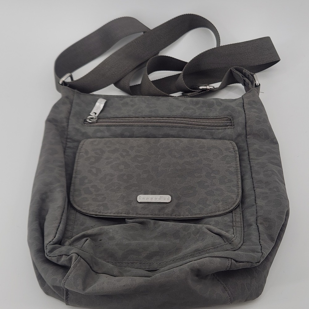 Baggallini Gray Crossbody Shoulder Bag Lightweight Nylon Zipper Pockets‎
